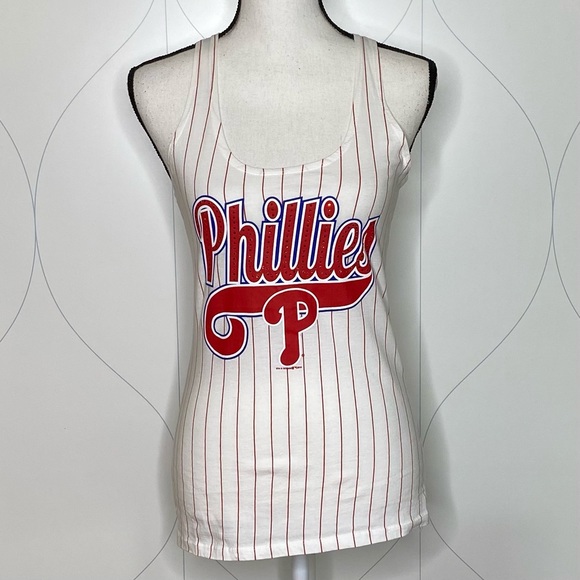 MLB Tops - MLB 5th & Ocean rhinestone Phillies tank white M